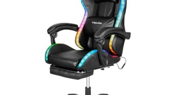 Review Kruger&Matz Scaun gaming iluminare LED RGB perna lombara ergonomic