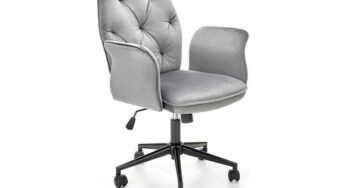 Review Acaju Scaun birou Tulip stofa catifelata,ergonomic,cu spatar,ajustabil pe inaltime,100 Kg,stofa,neasamblat,gri