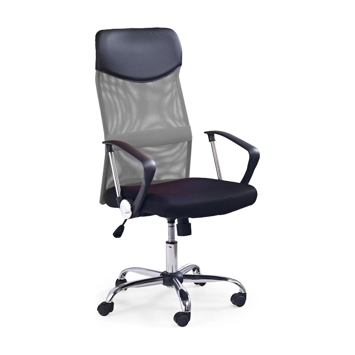 Review Acaju Scaun birou Vire ergonomic cu roti cu brate 100 Kg Stofa Neasamblat Gri