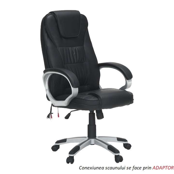 Review TYLER Scaun birou cu masaj ergonomic piele ecologica Negru