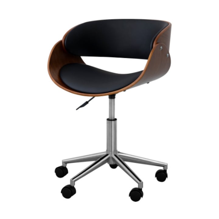 Review Teamson Home Scaun birou pivotant ergonomic piele artificiala negru