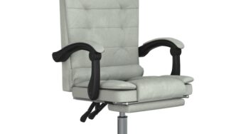 Review vidaXL Fotoliu de birou rabatabil cu masaj gri catifea,vidaXL,Fotoliu de birou rabatabil,Spatar reglabil,Masaj,110 Kg,Catifea,Neasamblat,Gri