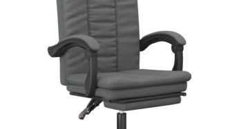 Review vidaXL Fotoliu de birou rabatabil gri inchis, ergonomic, textil, reglabil