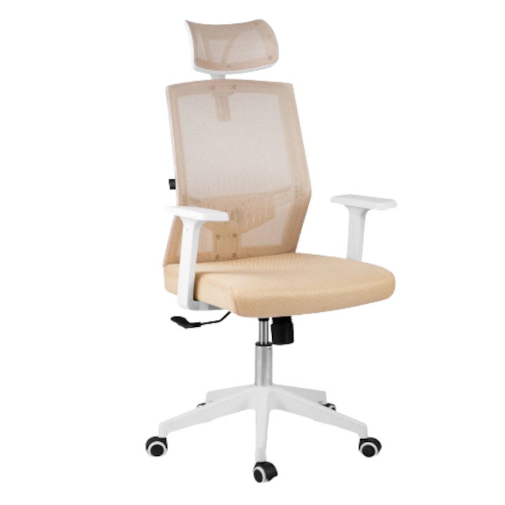 Review DacEnergy Scaun birou ergonomic brate spatar tetiera ajustabila bej