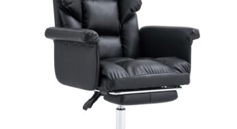 Review DacEnergy Scaun birou ergonomic,Cu brate,Cu spatar,Suport picioare 110 Kg,Piele ecologica,Neasamblat,Negru crom