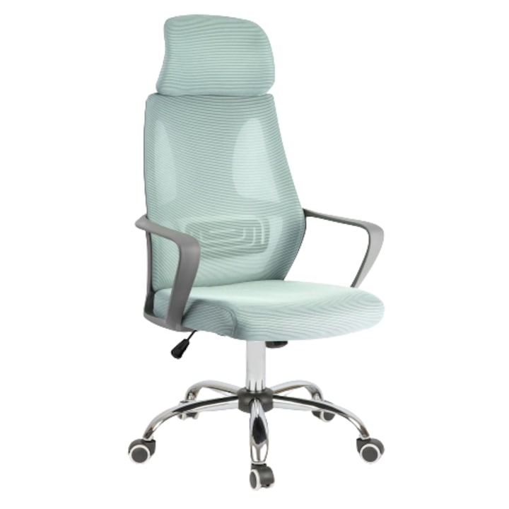 Review DacEnergy Scaun de birou ergonomic tapiterie micro-plasa albastru deschis