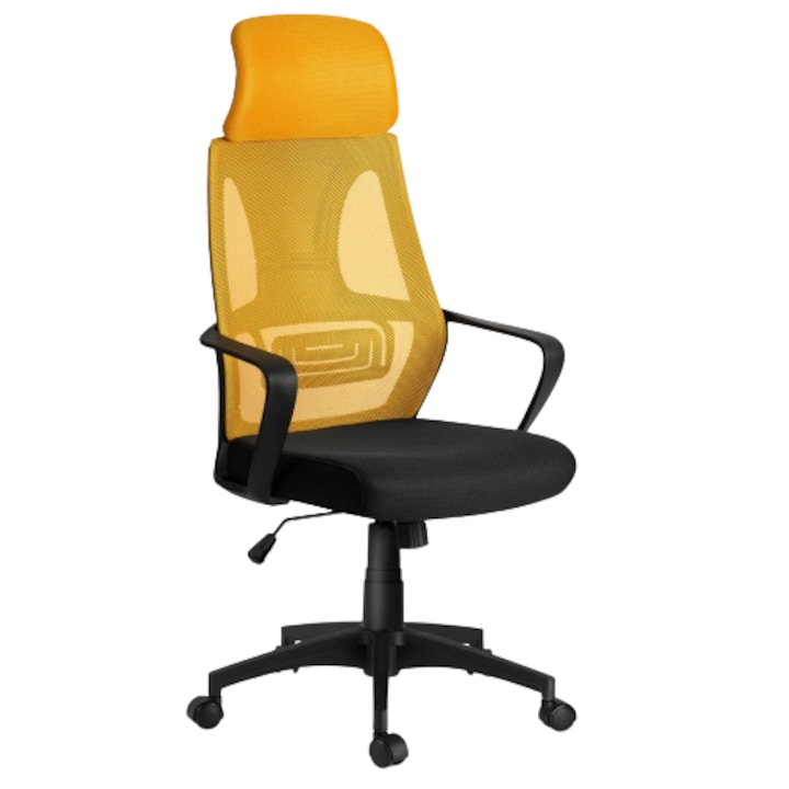 Review DacEnergy Scaun de birou ergonomică galben reglaj înălțime tetieră