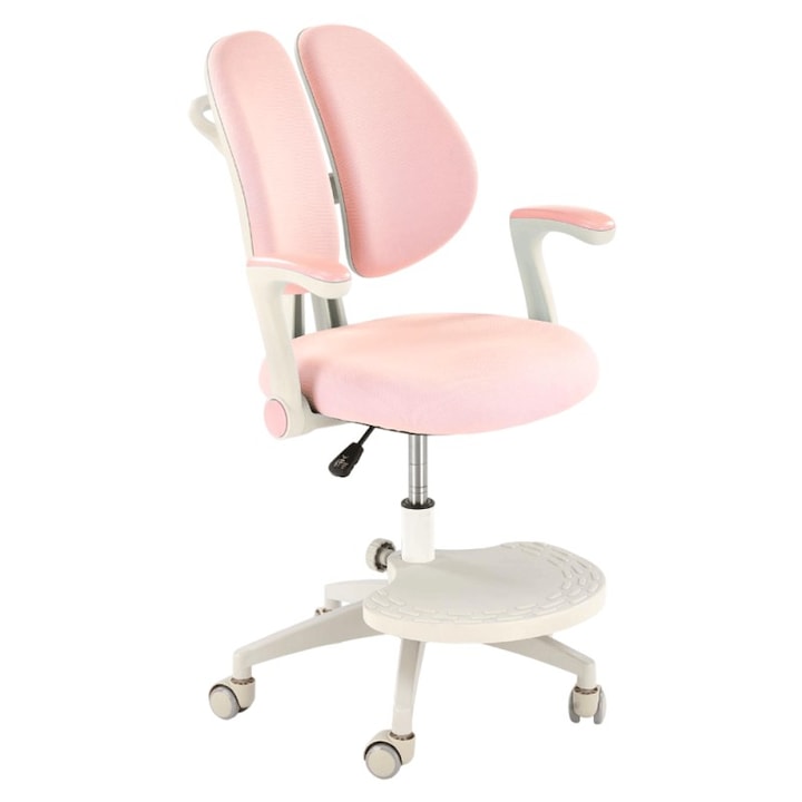 Review Drimus HM Panco scaun birou copii ergonomic ajustabil roz