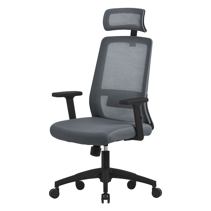 Review ML Design Scaun de birou ergonomic reglabil gri poliester