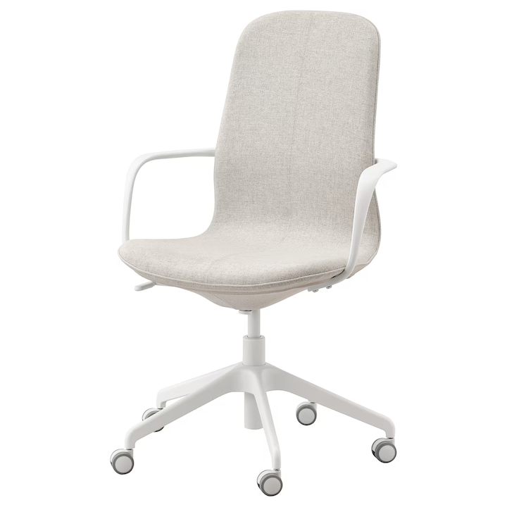 Review OEM Scaun ergonomic birou cu brate alb bej 110kg ajustabil