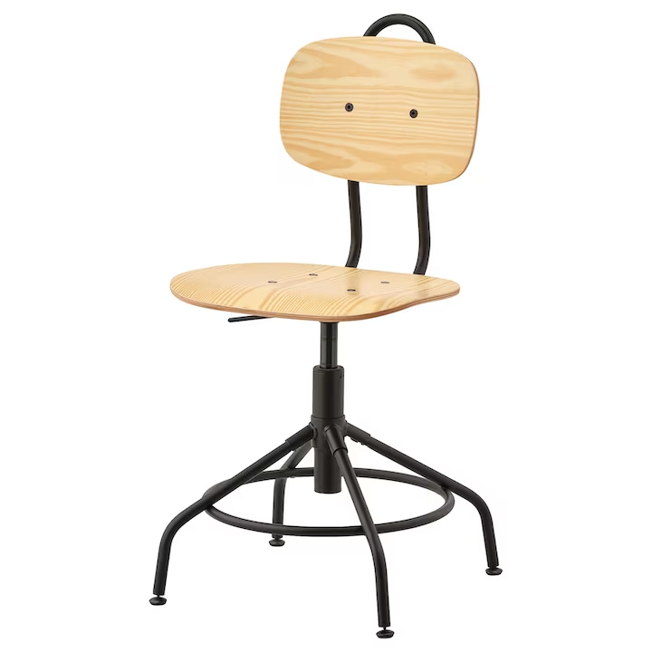 Review OEM Scaun ergonomic rotativ lemn pin negru ajustabil 360°