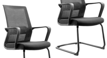 Review OEM Set 2 scaune pentru conferinta Mech Negru ergonomic suport lombar 120Kg poliester neasamblat negru