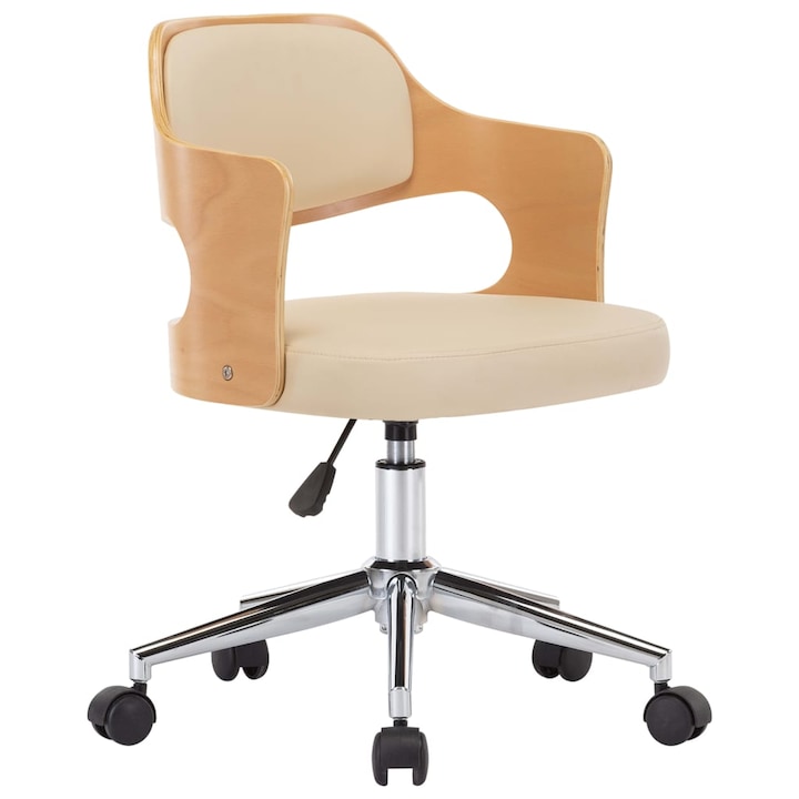 Review vidaXL Scaun birou pivotant piele ecologica crem ajustabil rotile